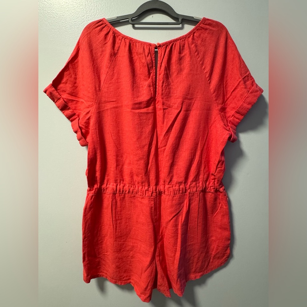Universal Thread orange pink linen blend romper Large - Picture 2 of 6